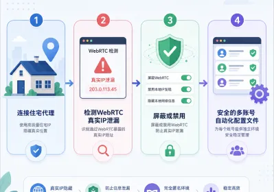 住宅代理防WebRTC泄漏：多账号自动化实操