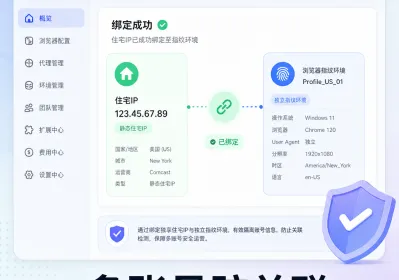 多账号防关联：住宅IP粘性与指纹匹配实操