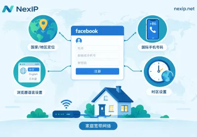 Facebook注册该用哪个国家的住宅IP：跟着手机号和运营地走，用固定家宽出口