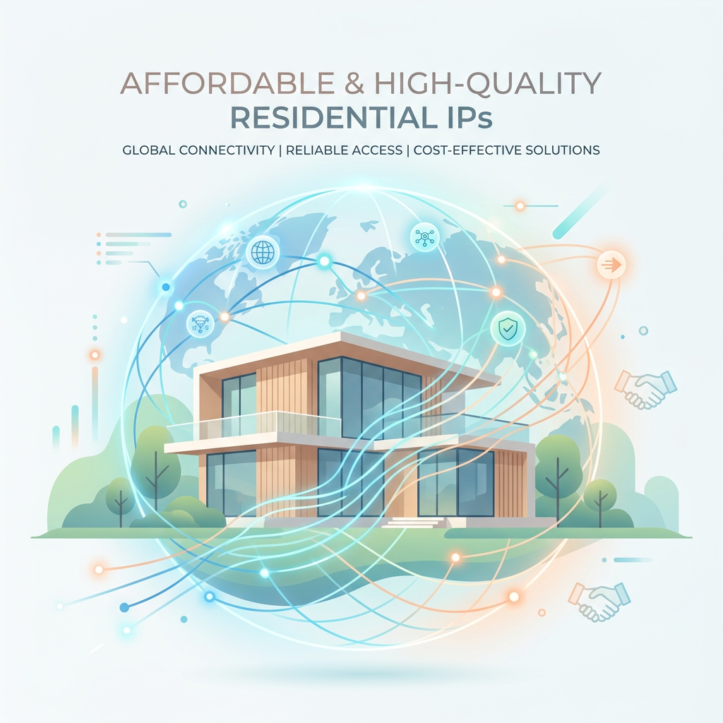 现代住宅与全球网络连接，象征优质低成本住宅IP